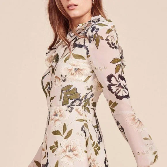 NWT BB Dakota Chiffon Printed Long Sleeve Romper. Antique floral printed chiffon - Picture 4 of 8